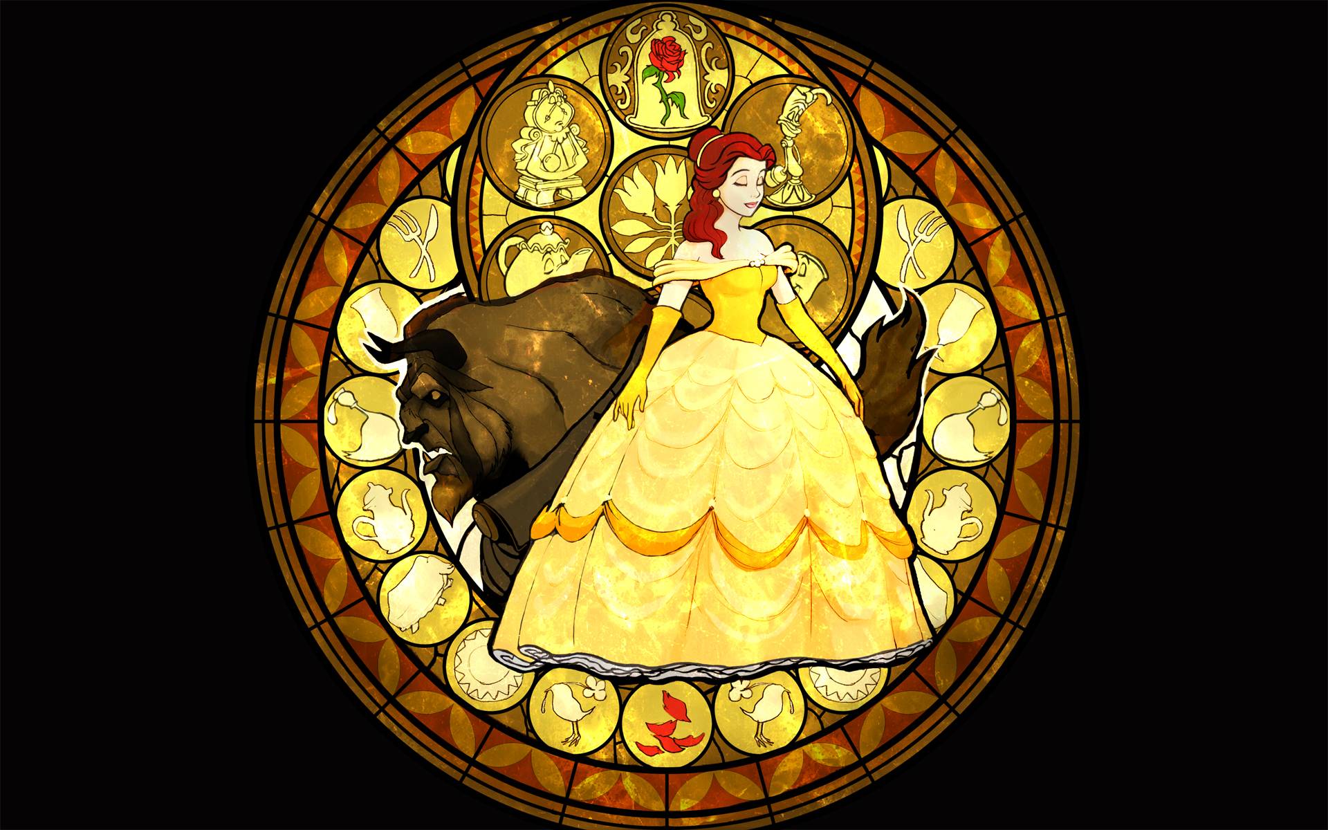 Beauty And The Beast Stained Glass wallpaper