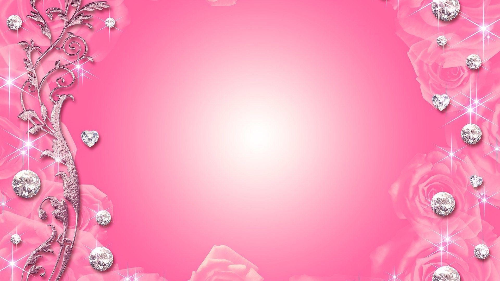 Diamond Heart Pink Frame Free PPT Background for your PowerPoint