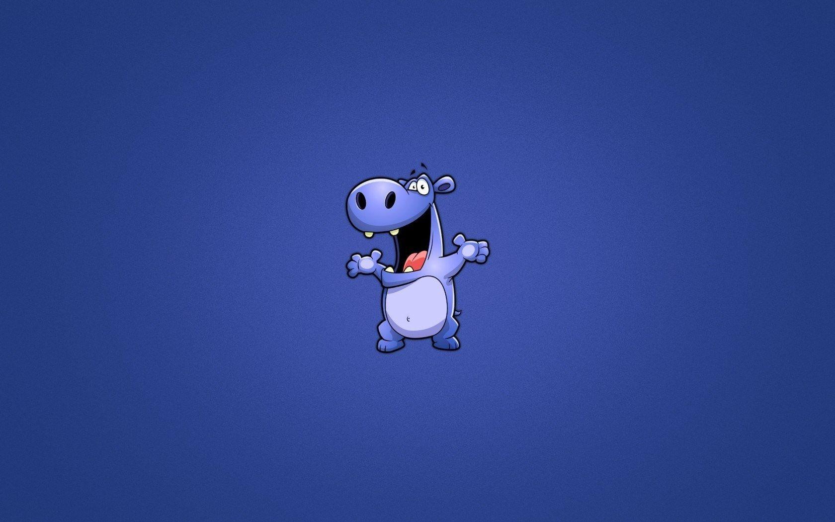 Blue Hippopotamus Funny Cartoon Hd Wallpaper Background Uhd 2k 4k