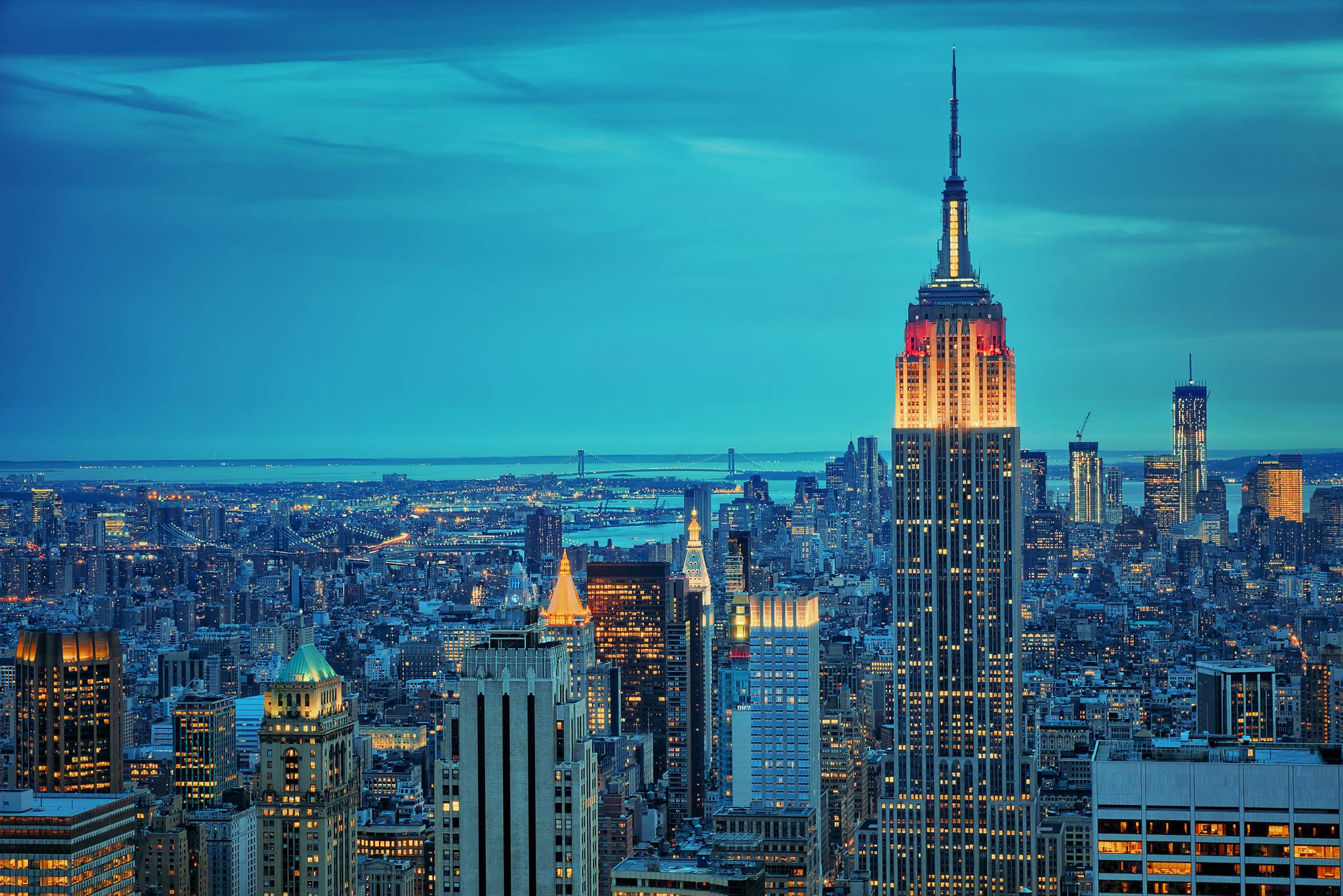 Download wallpaper city, new york, New York, night free desktop