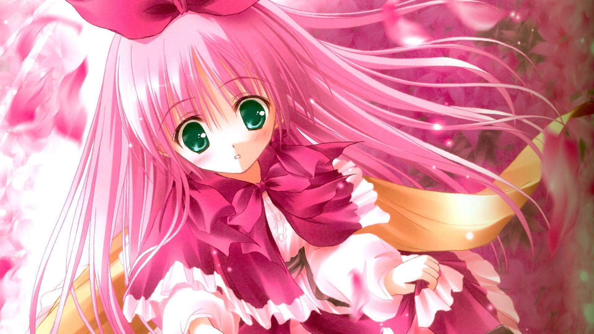 Download Cute Pink Hair Anime Girl Resolution Wallpaper 1920x1080