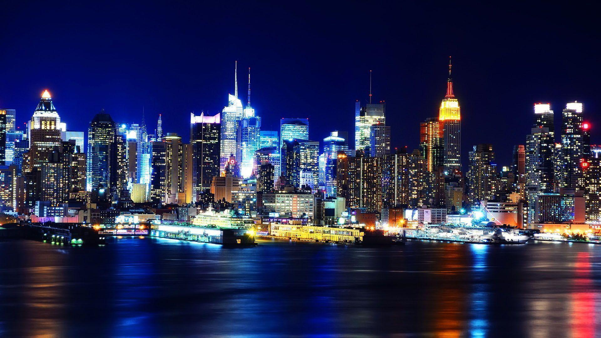 New York Night Skyline Wallpaper 39006 in City
