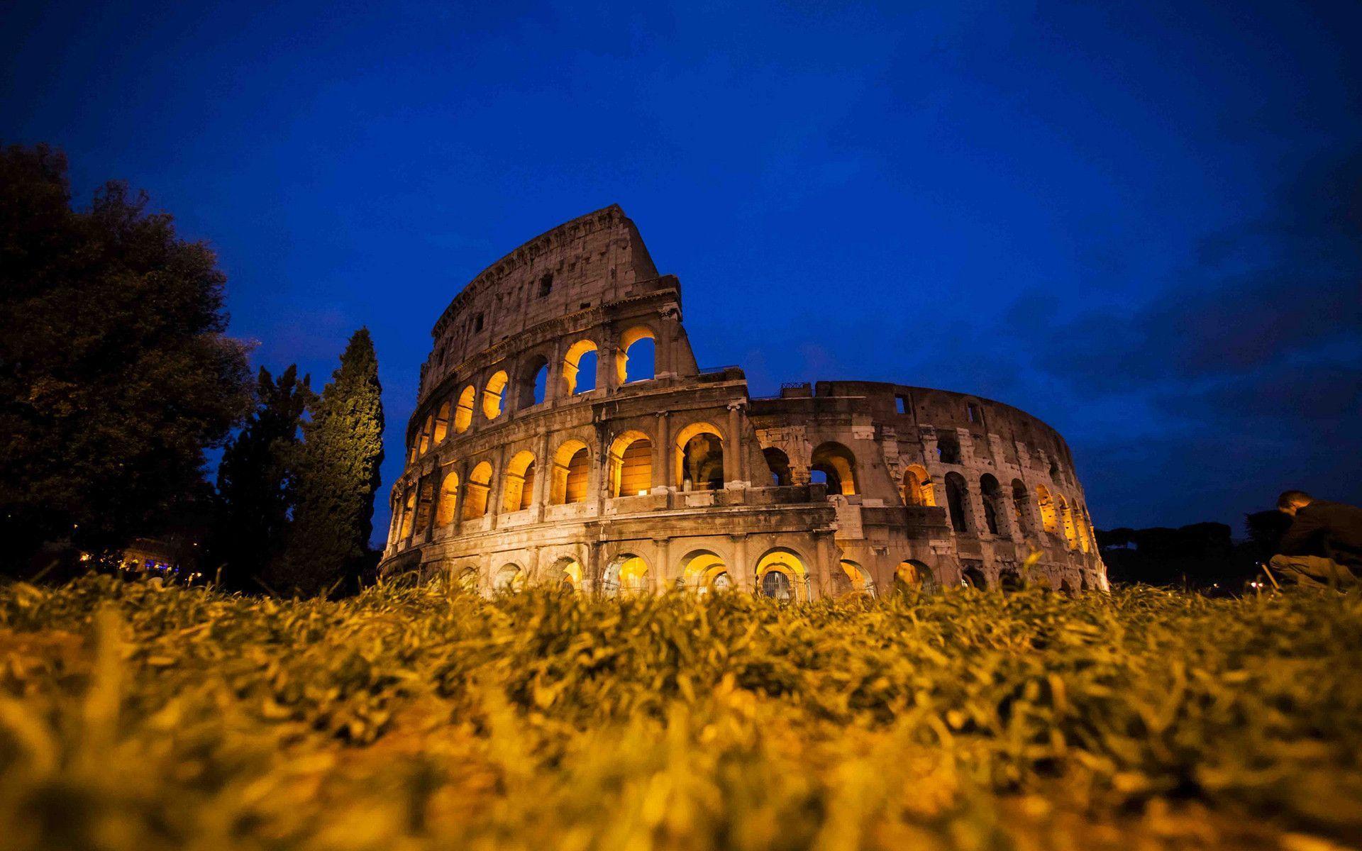 Colosseum Rome Night ruins decat ancient architecture buildings