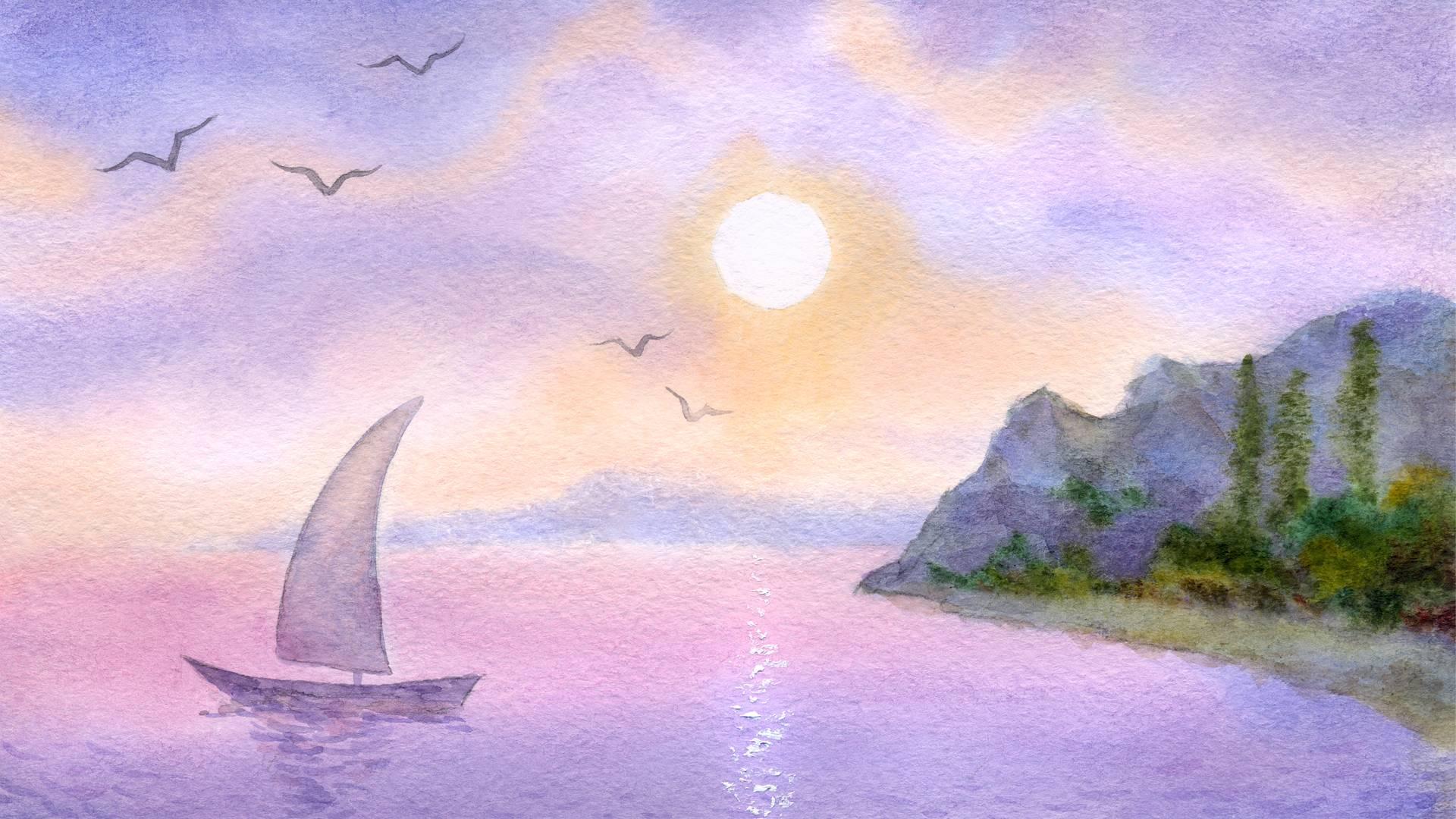 HD Watercolor Sail Wallpaper