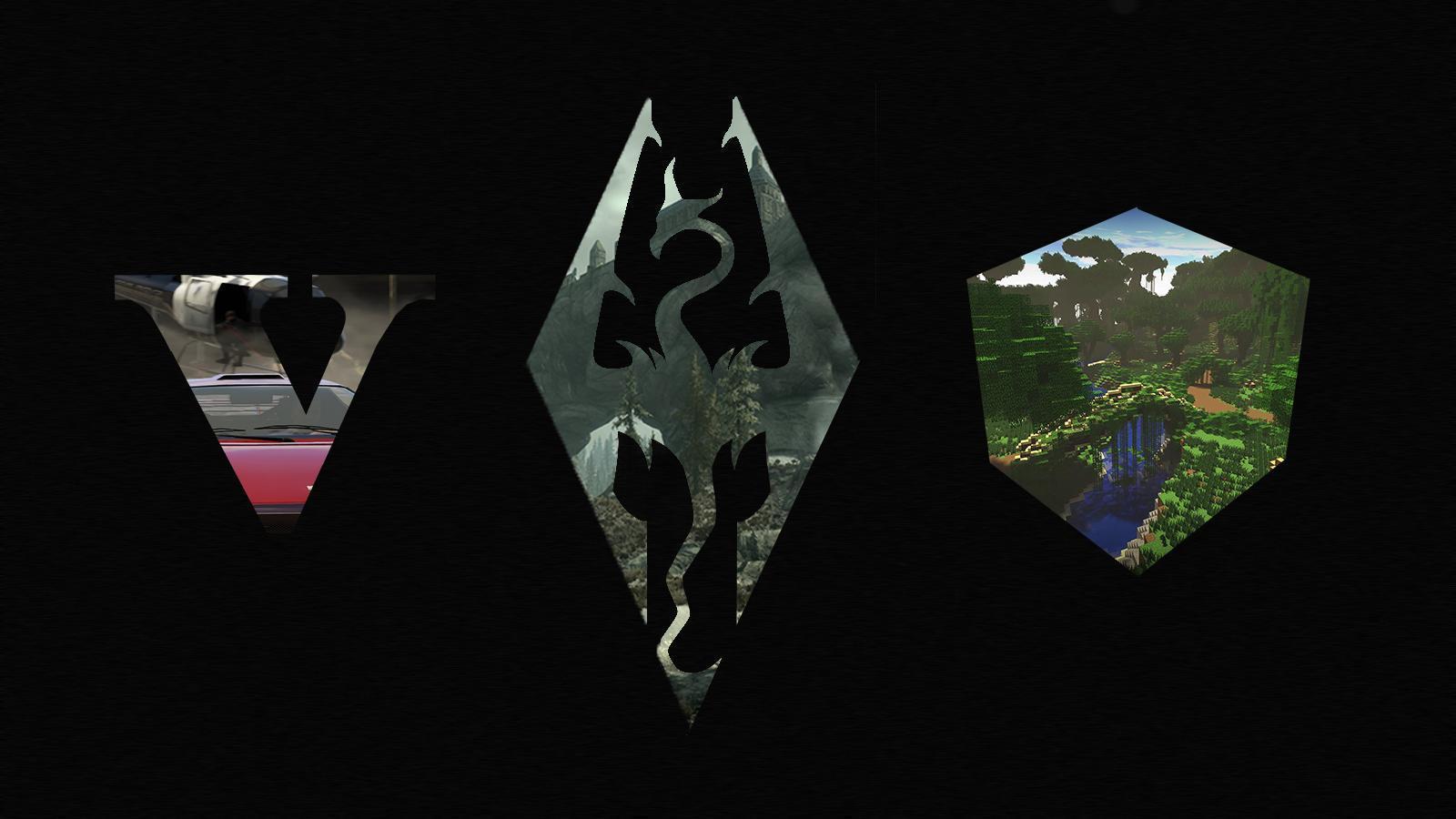 GTA:V, Skyrim, Minecraft wallpaper I made [1600x900]