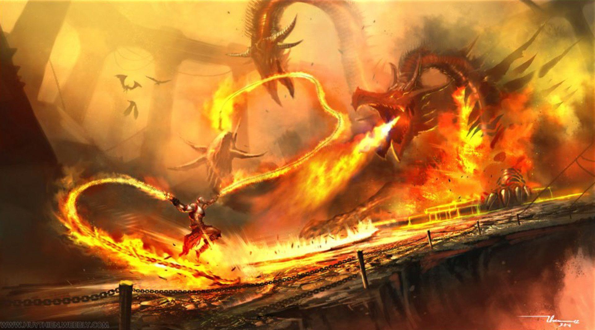 Wallpaper For > Awesome Dragon Fighting Background