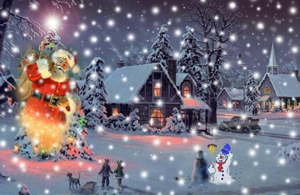 Attractive Popular Christmas Scene Wallpaper Full Size Image
