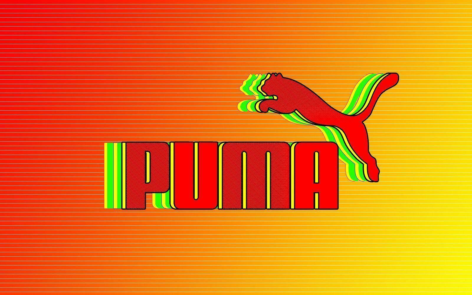 Puma Logo Red and Yellow Wallpaper