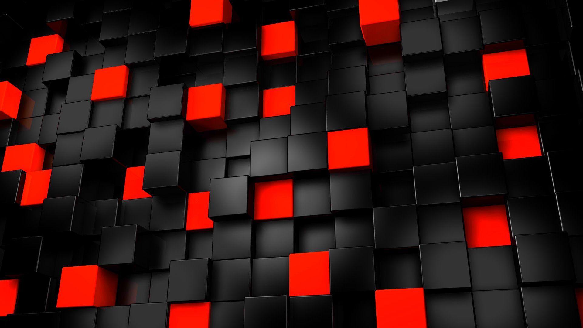 Abstract Black And Red Cubes Wallpaper, Fre HD Wallpaper