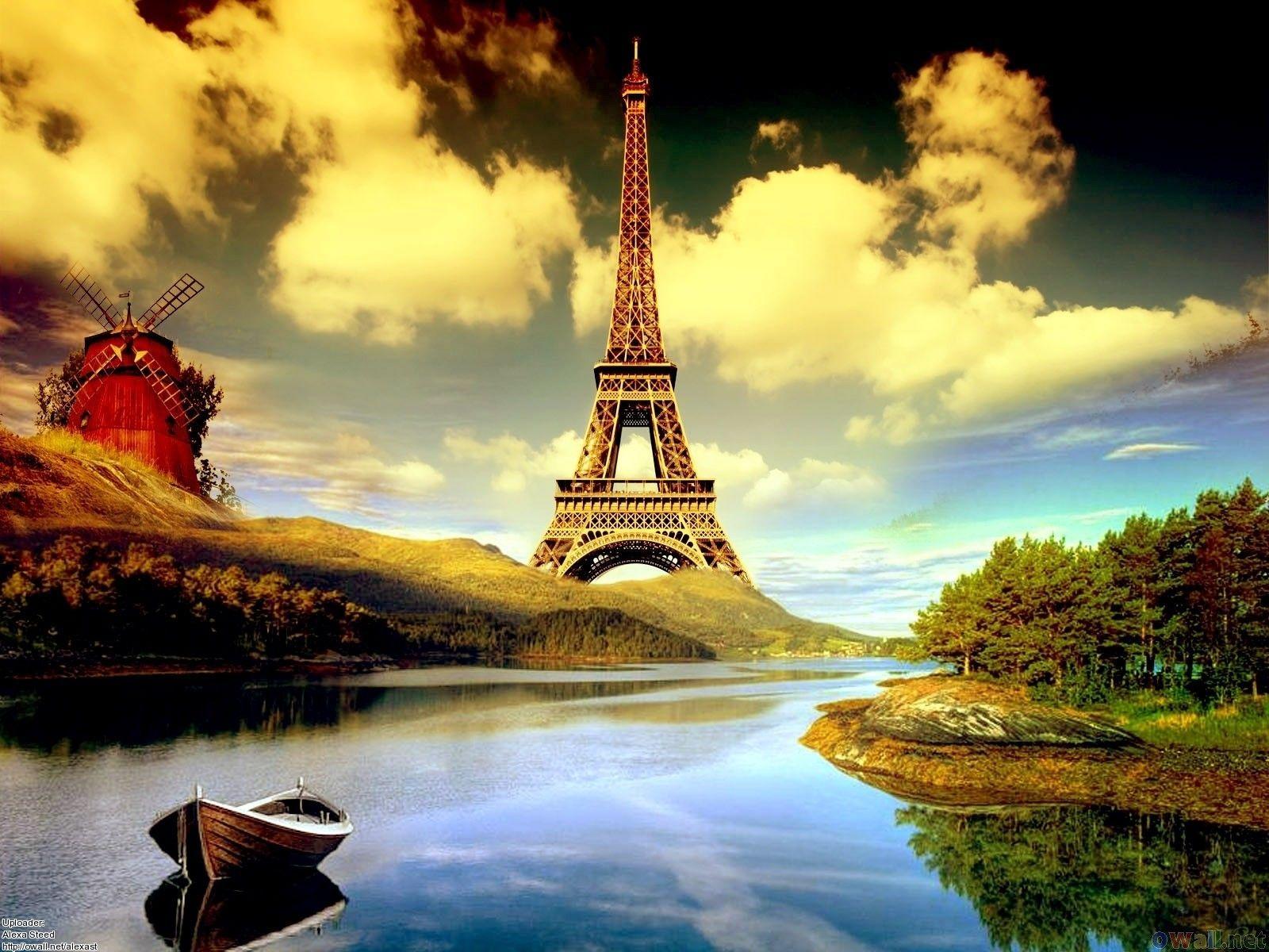 Eiffel Tower Cartoon HD Desktop Wallpaper 1600x1200PX Wallpaper
