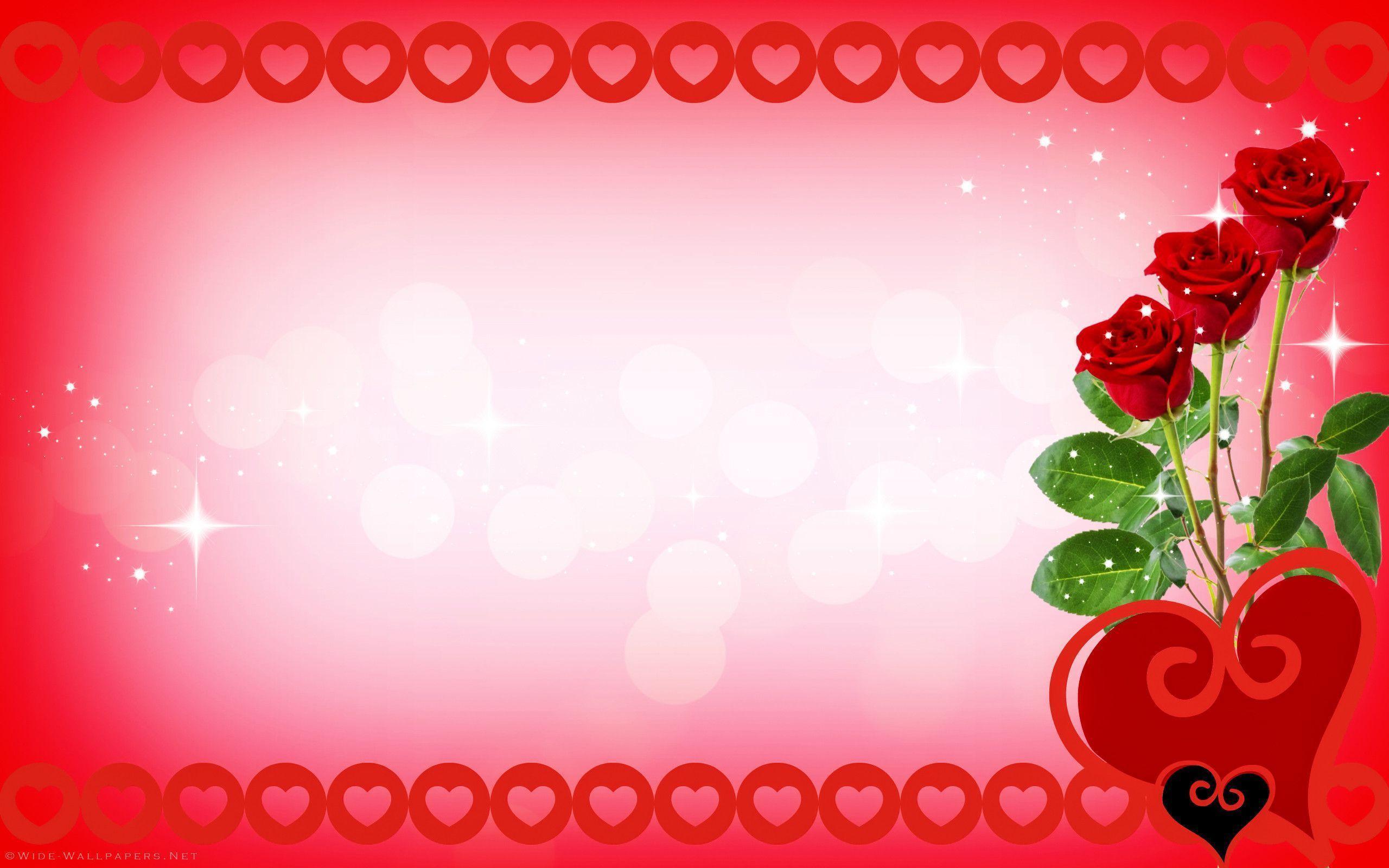 Valentine&;s Day Card Red Roses and Hearts widescreen wallpaper. Wide
