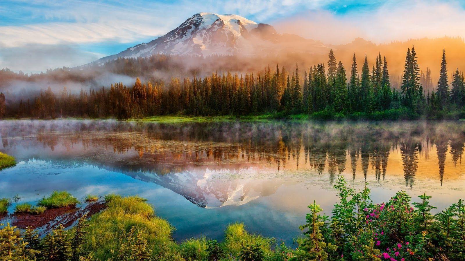 Beautiful Places on Earth: Mount Rainier Landscape Wallpaper
