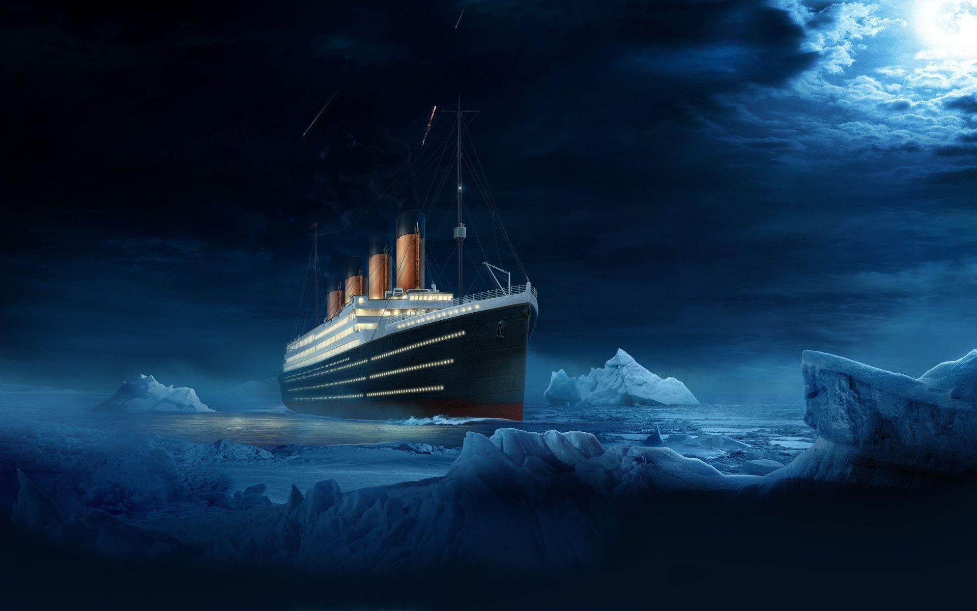 Ship titanic ship titanic water night wallpaperx1200