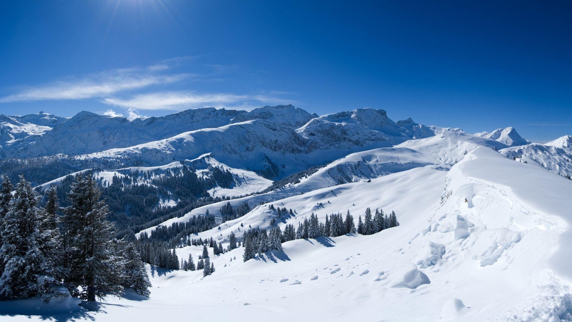 Beautiful Snowy Mountain Desktop Wallpaper HD