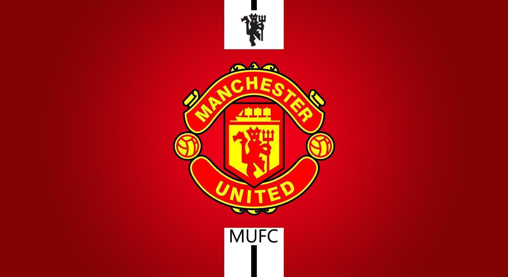 Manchester United Logo Red Background Wallpape Wallpaper