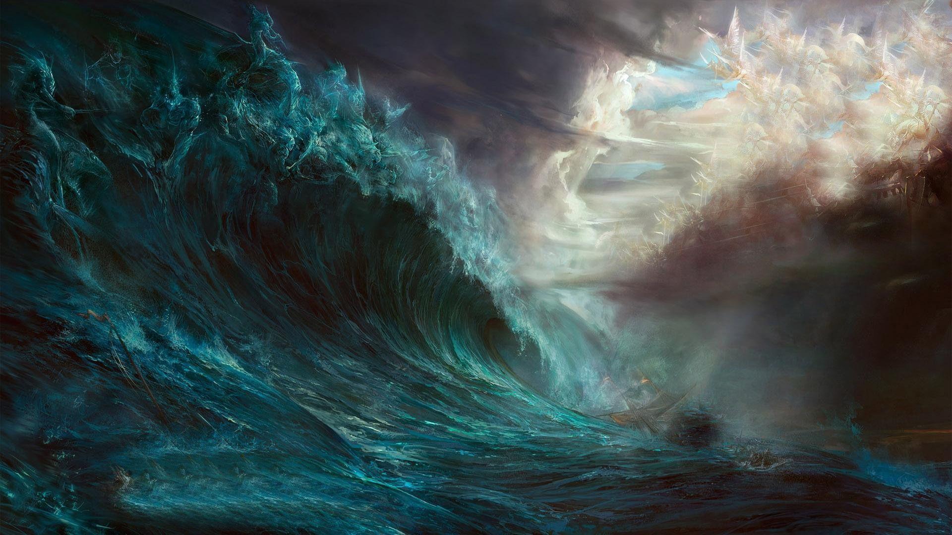 Pix For > Ship On A Stormy Sea Painting