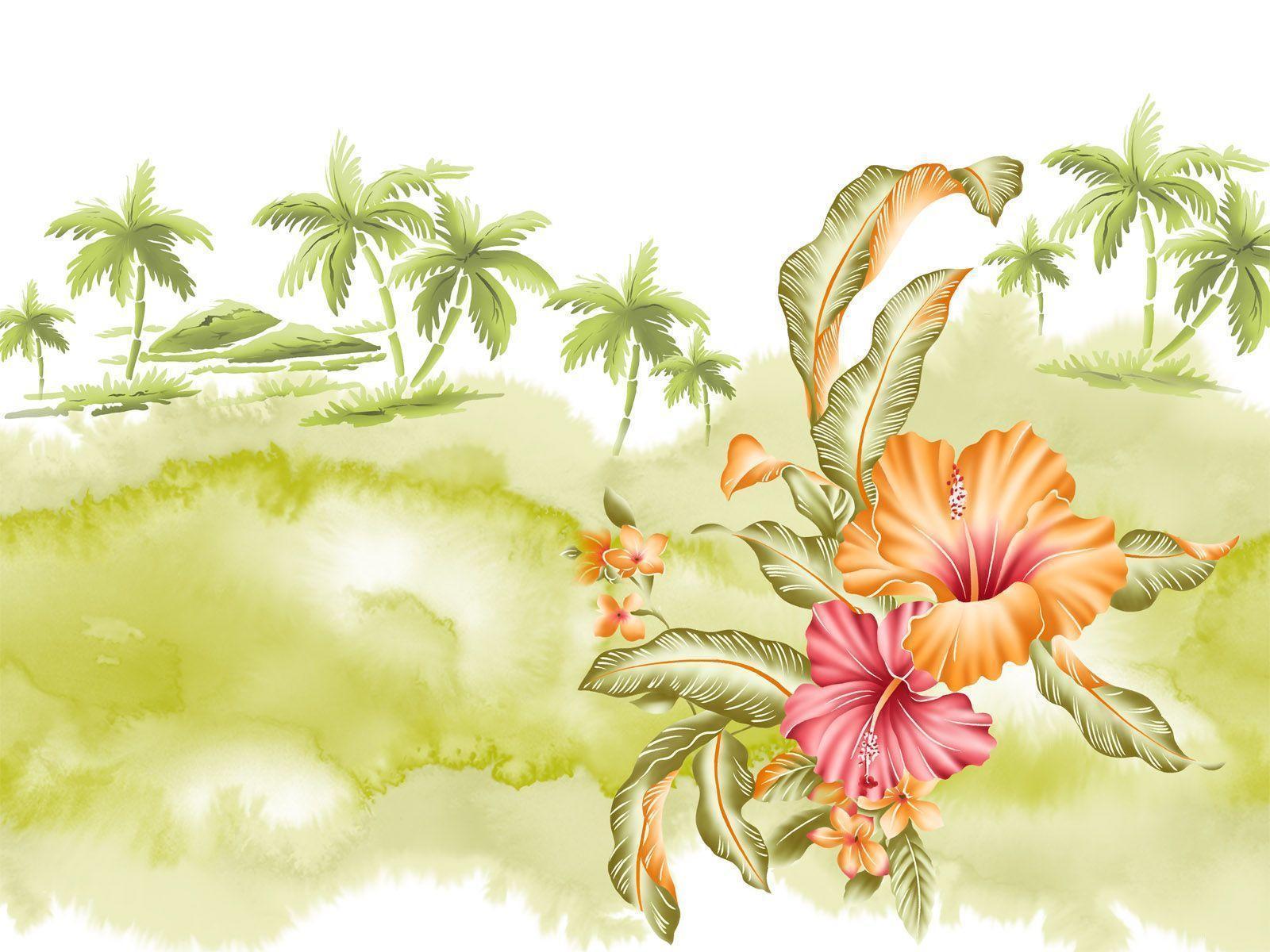 Hawaiian Flowers Wallpaper: Hawaiian Flowers On The Beach