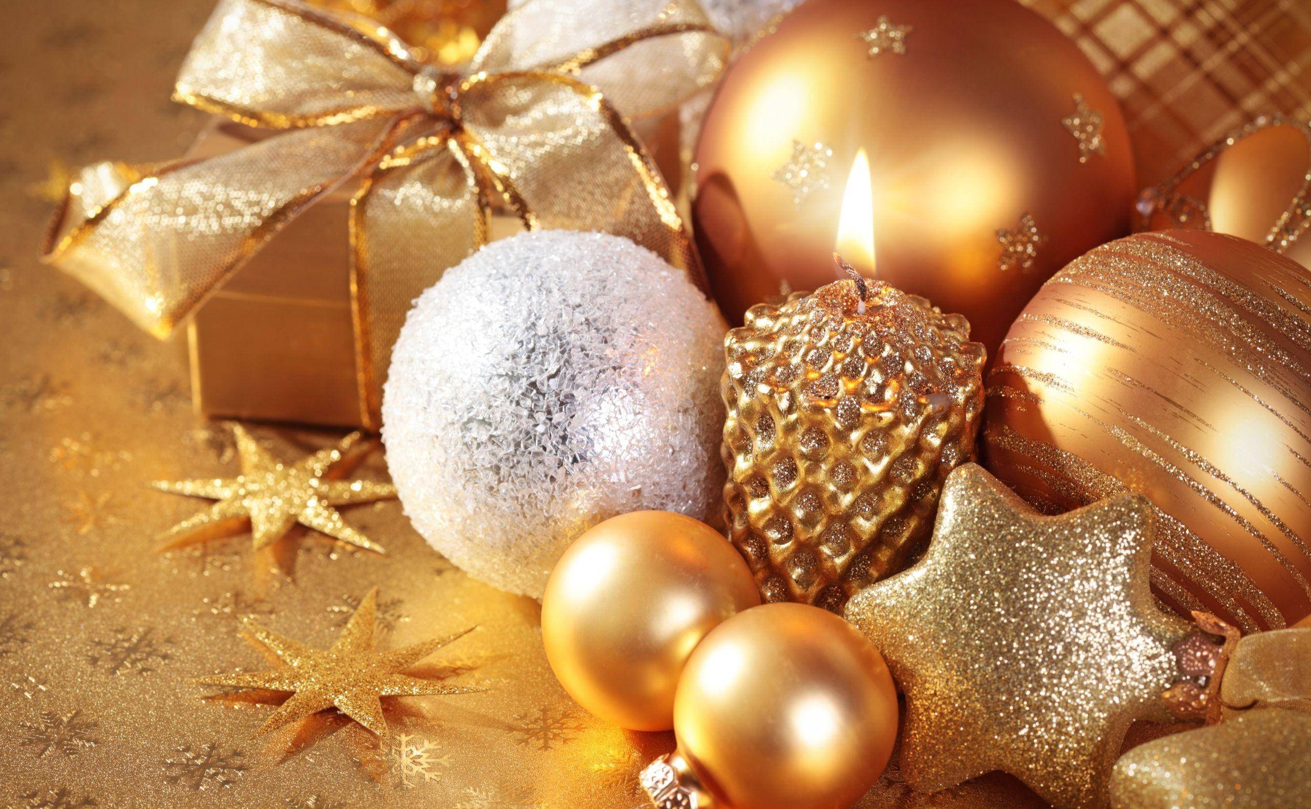 Christmas Decorations Candle Gold Star Gift wallpaper #