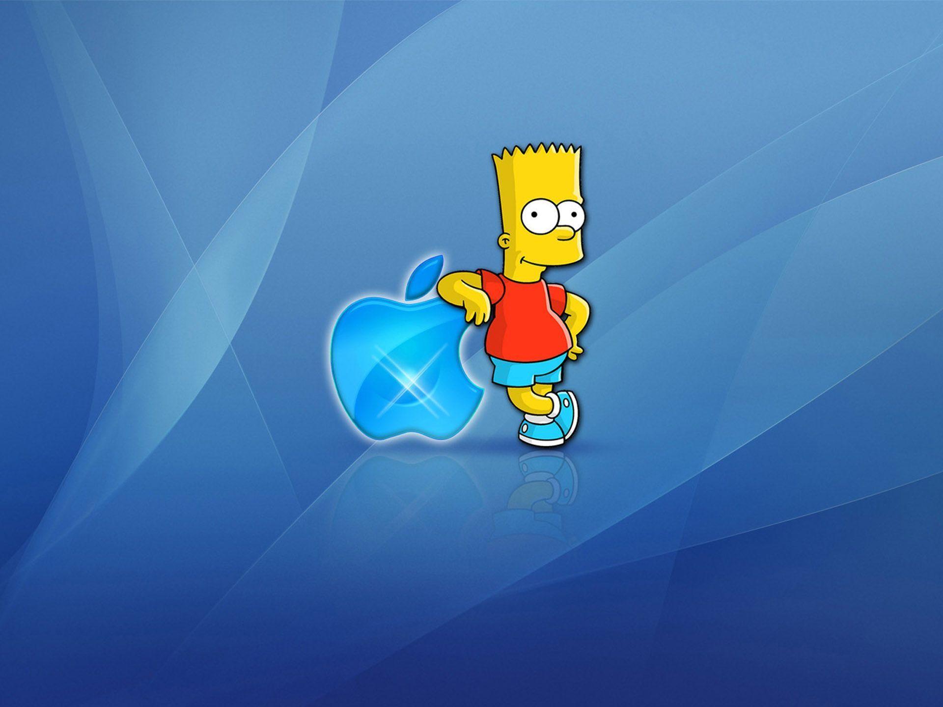 Cartoons Full HD Apple Blue Homer The Simpsons Logos Wallpaper