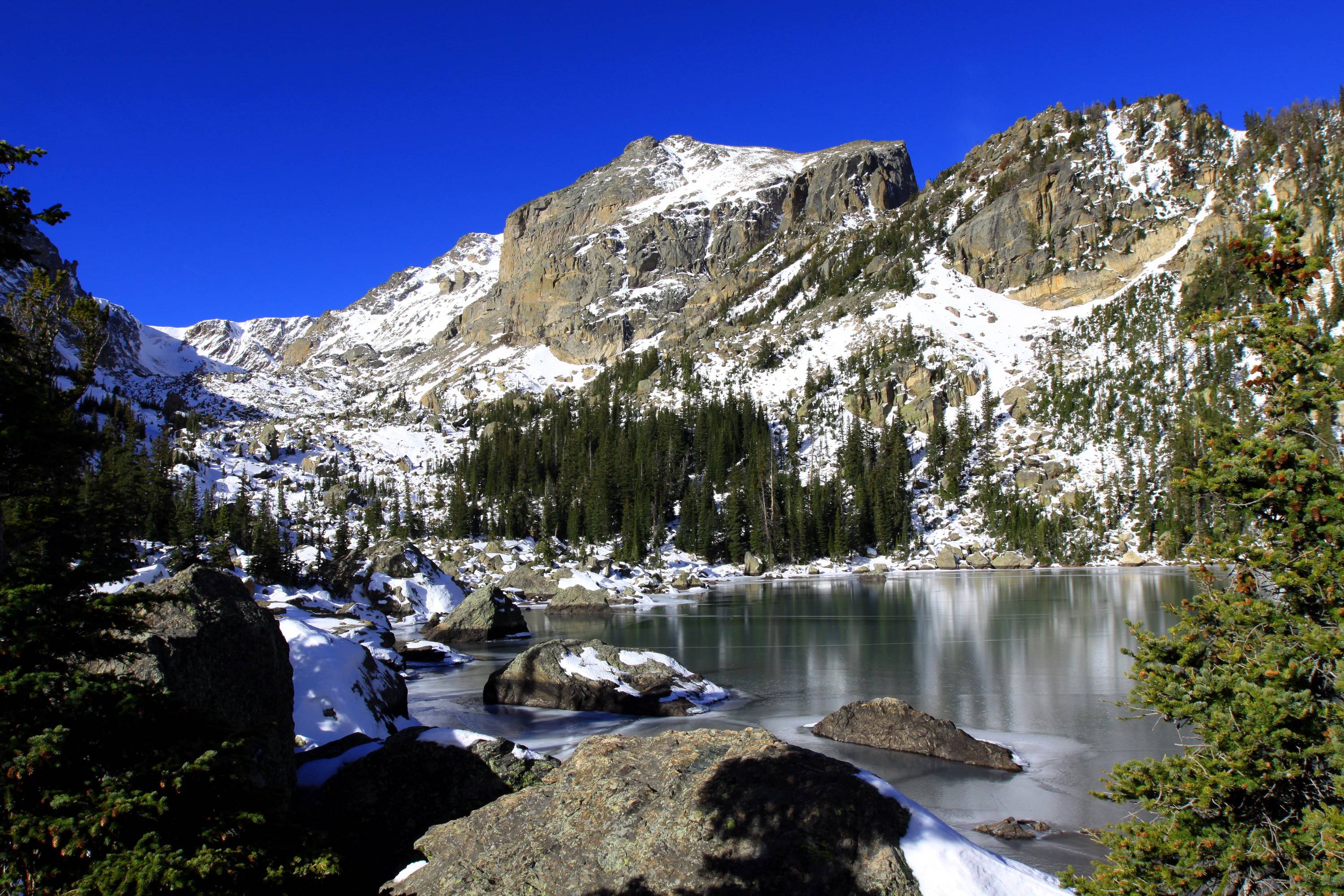 Wallpaper Parks Mountains Lake Haiyaha Rocky Mountain National