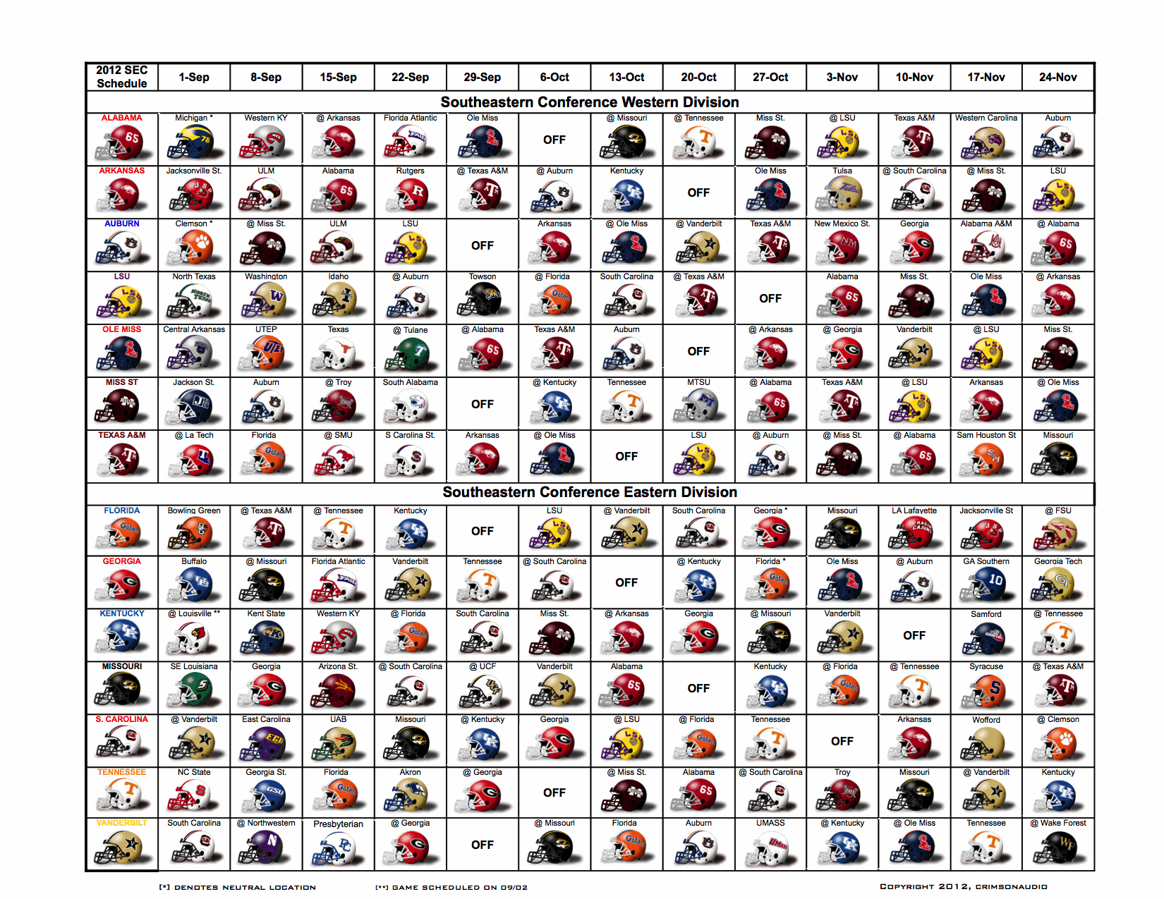 Helmet Schedule