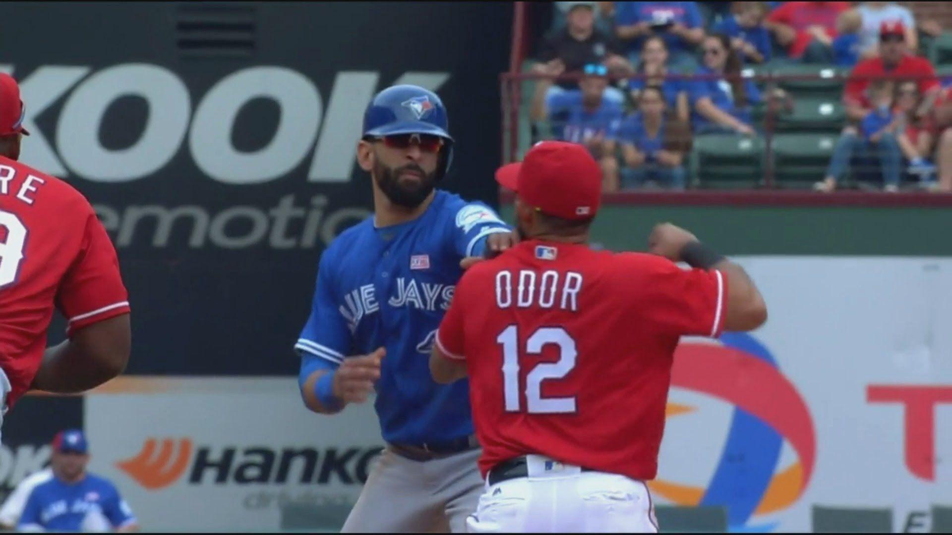 Rougned Odor PUNCHES Jose Bautista in the FACE ! Blue