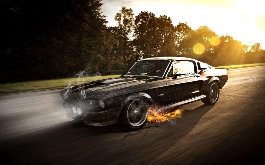 Free Wallpaper: Black Ruined Ford Mustang Shelby Gt350