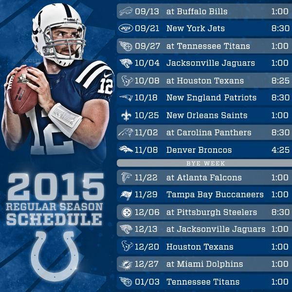 Indianapolis Colts 2015 2016 Regular Season Schedule - Indy