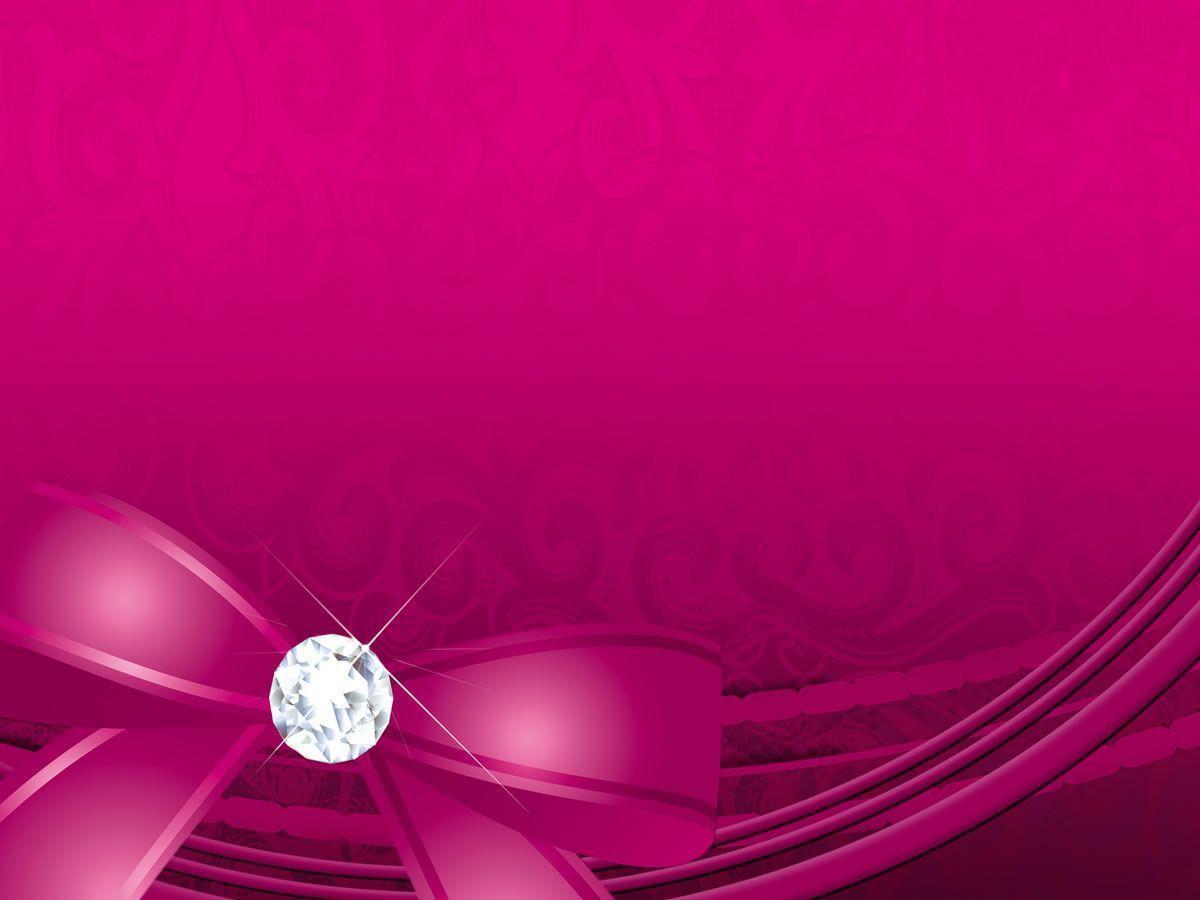 Free Pink Diamond With Ribbon Background For PowerPoint