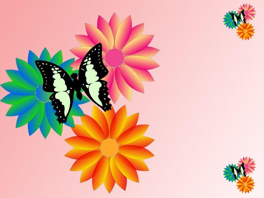 Butterfly and Flowers PPT Background PPT Frames Background