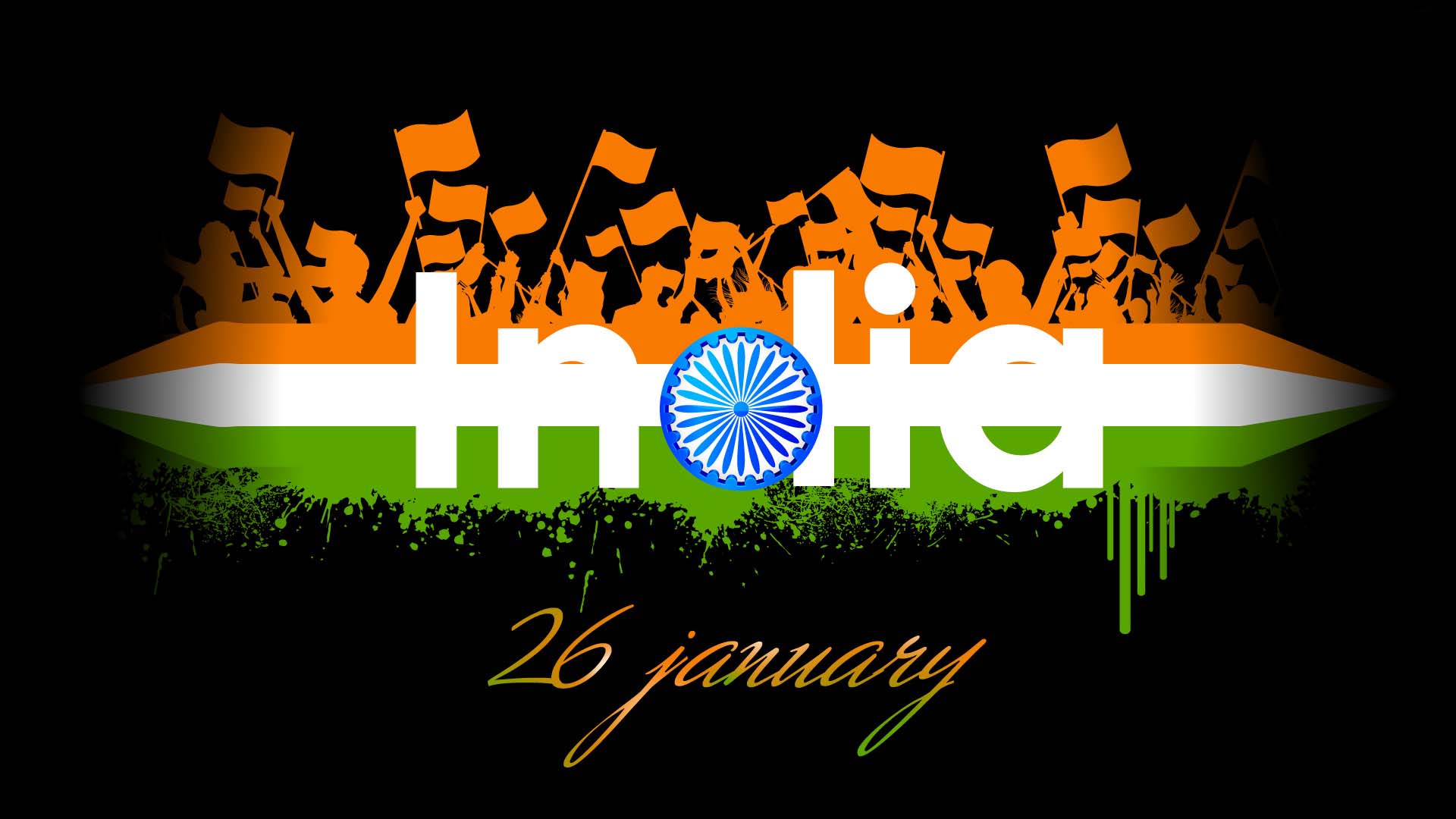 Happy Republic Day in India with Indian Flag Symbol. HD