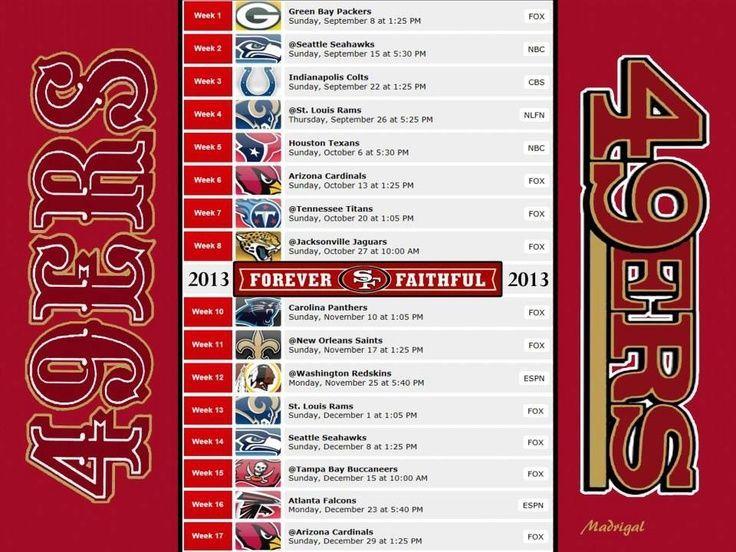 49ers 2013 Season Scheduleers