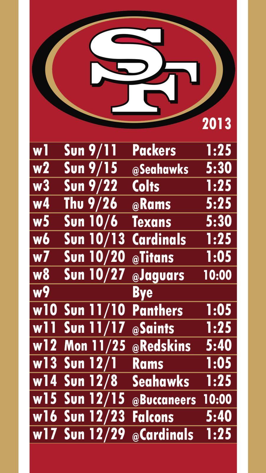 I created a wallpaper for my phone of 2013&;s 49ers schedule and I