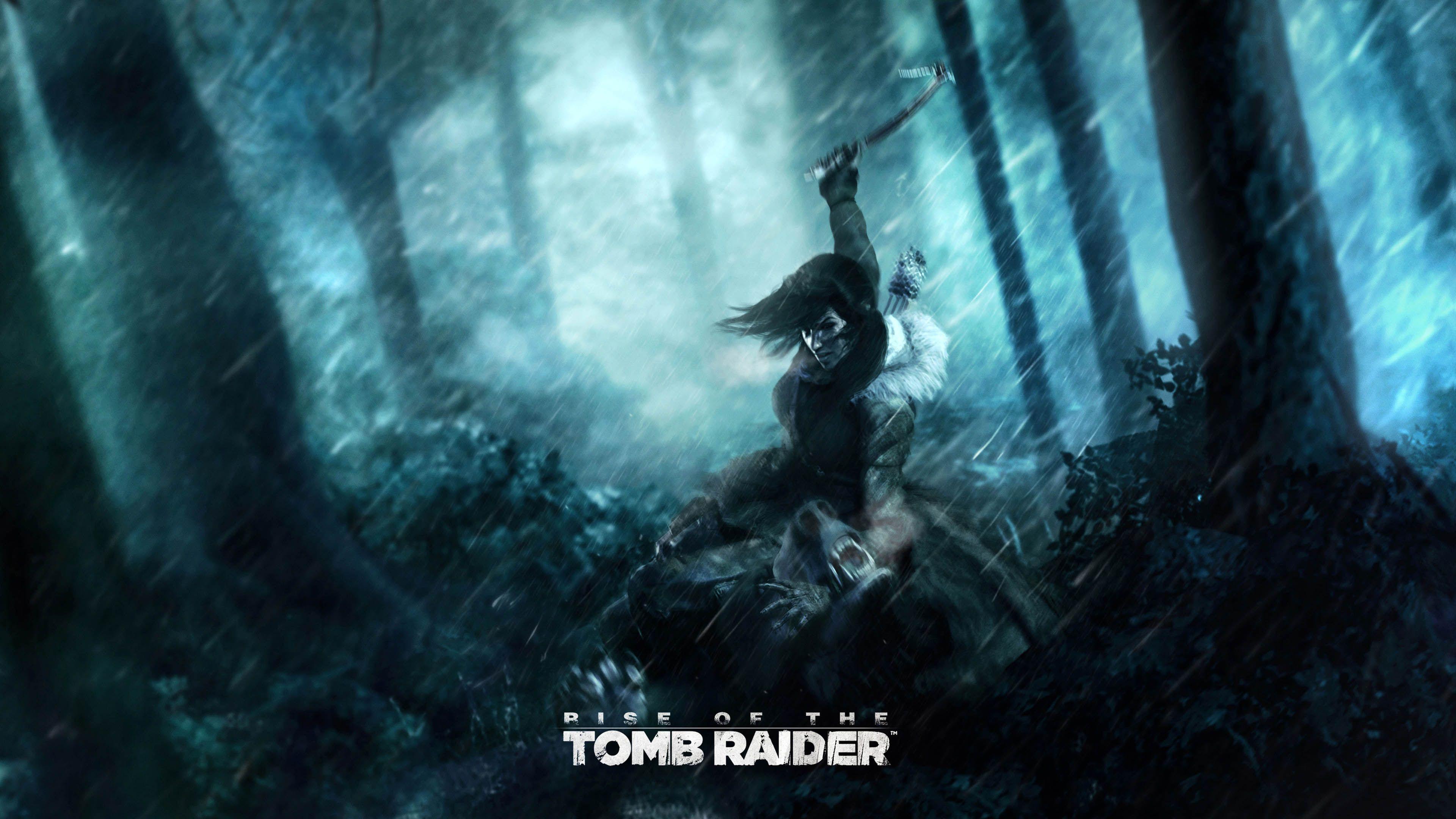 Lara Croft fighting a Bear of the Tomb Raider