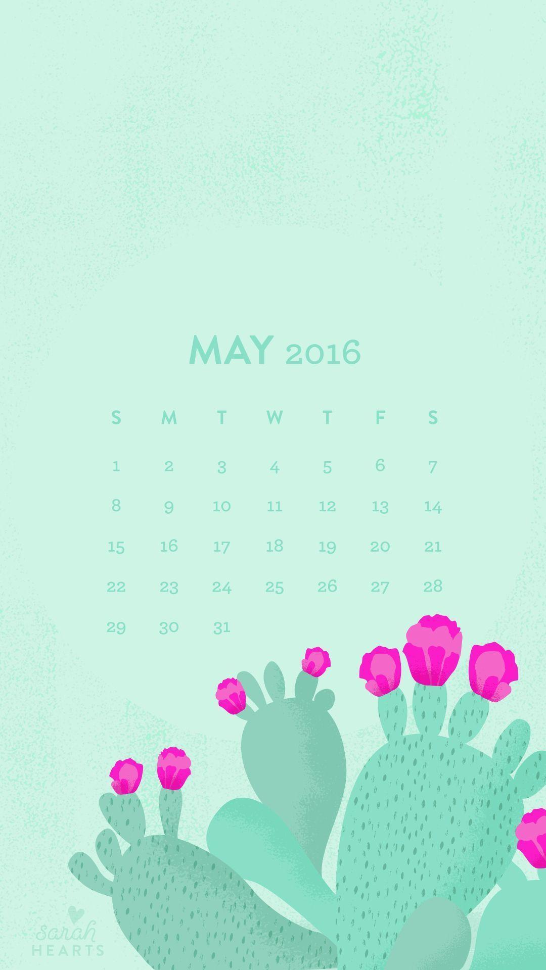 May 2016 Cactus Calendar Wallpaper