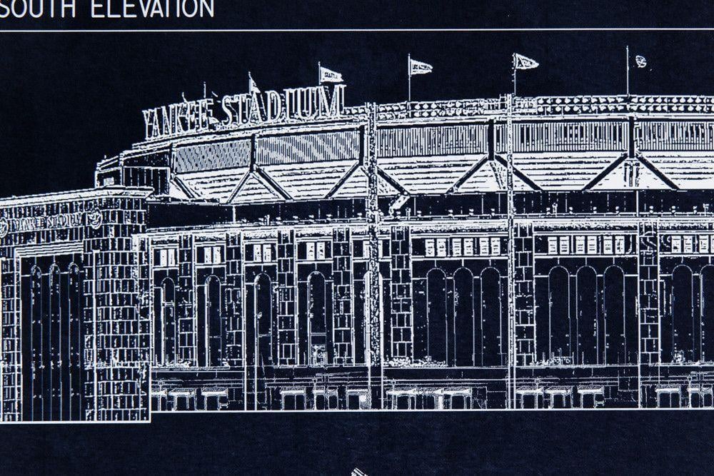 Yankee Stadium Blueprint Style Poster -New York Yankees