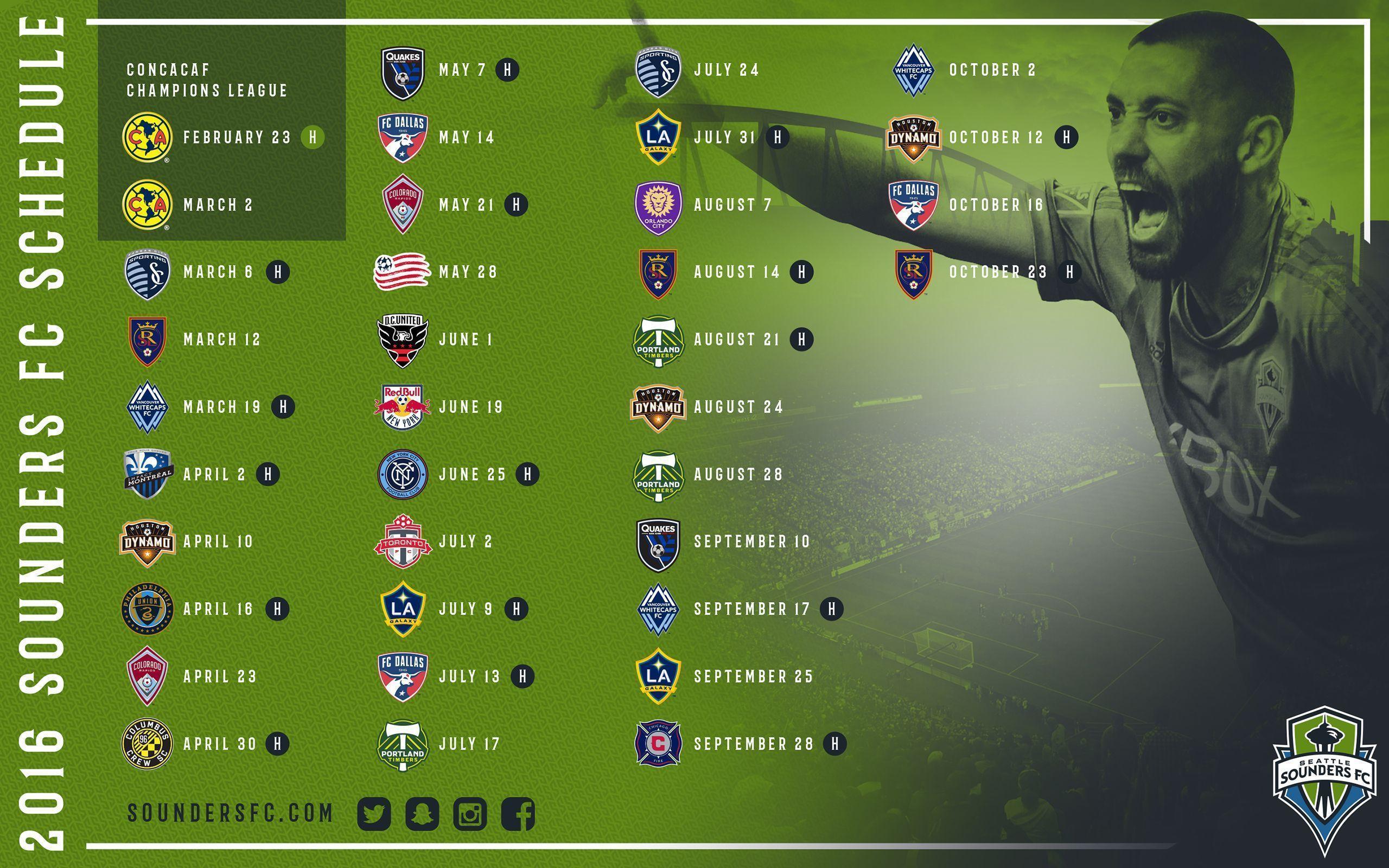 Sounders FC 2016 Schedule Wallpaper. Seattle Sounders FC