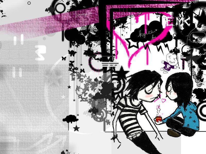 Emo Love Kiss Wallpaper Wallpaper New