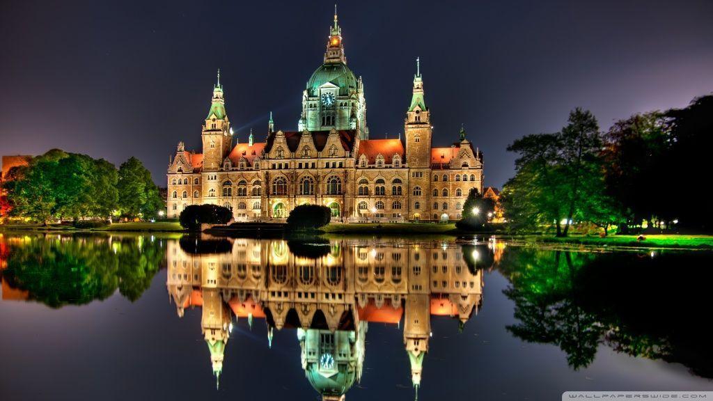 The New City Hall in Hanover, Germany HD desktop wallpaper, High