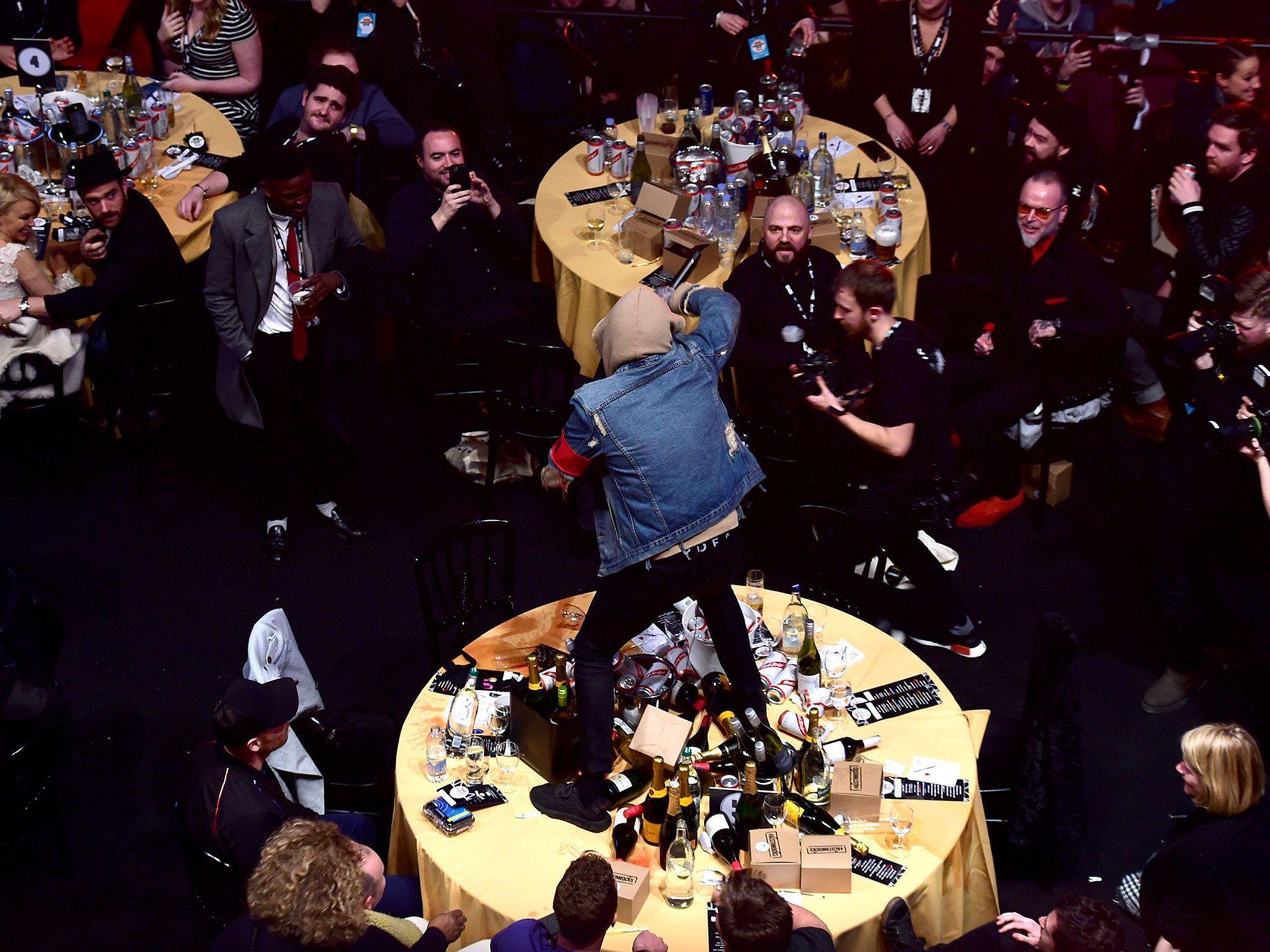 Bring Me the Horizon trashing Coldplay&;s table at the NME Awards