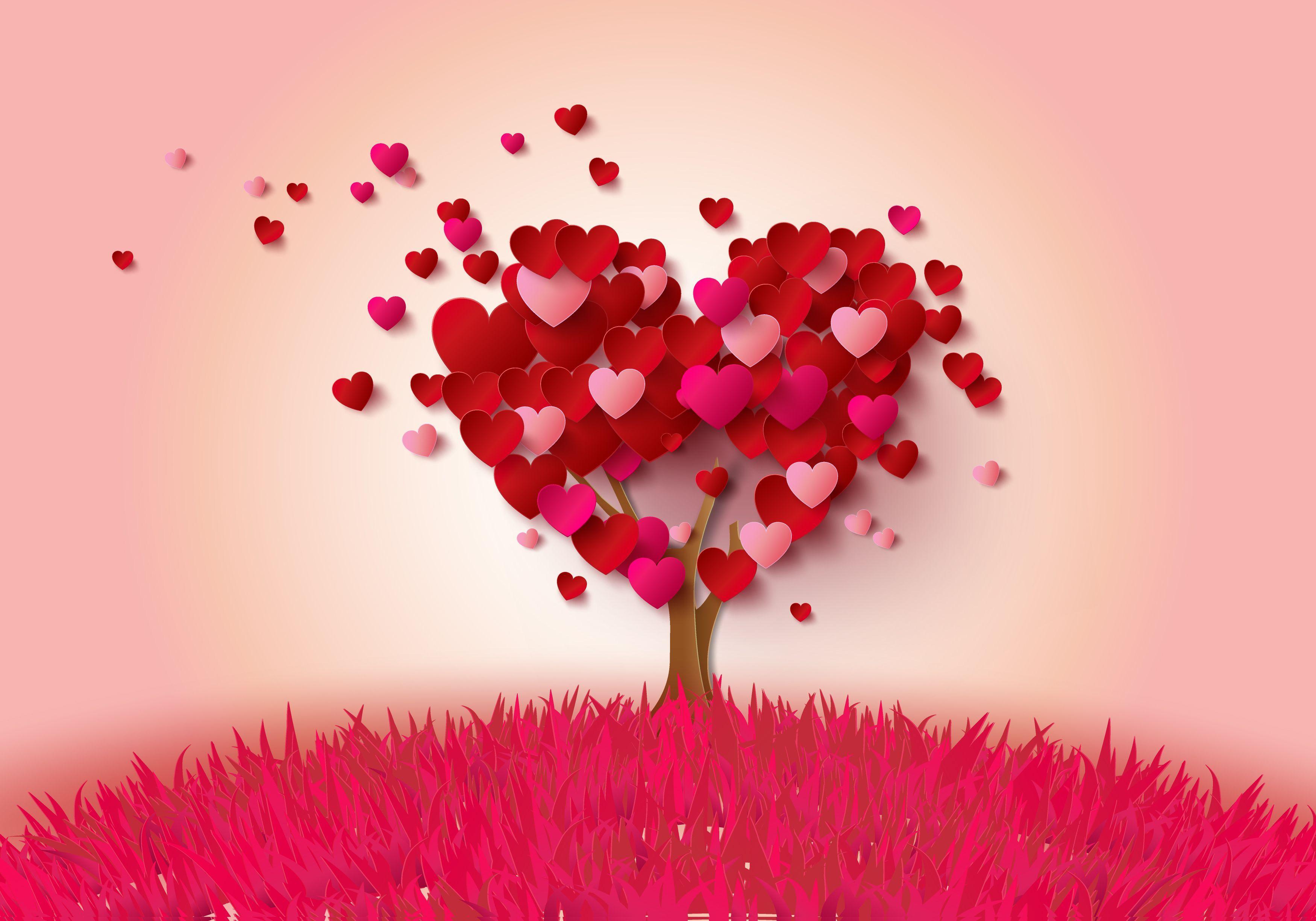 Red Love Heart Tree Wallpaper Wallpaper Background of Your