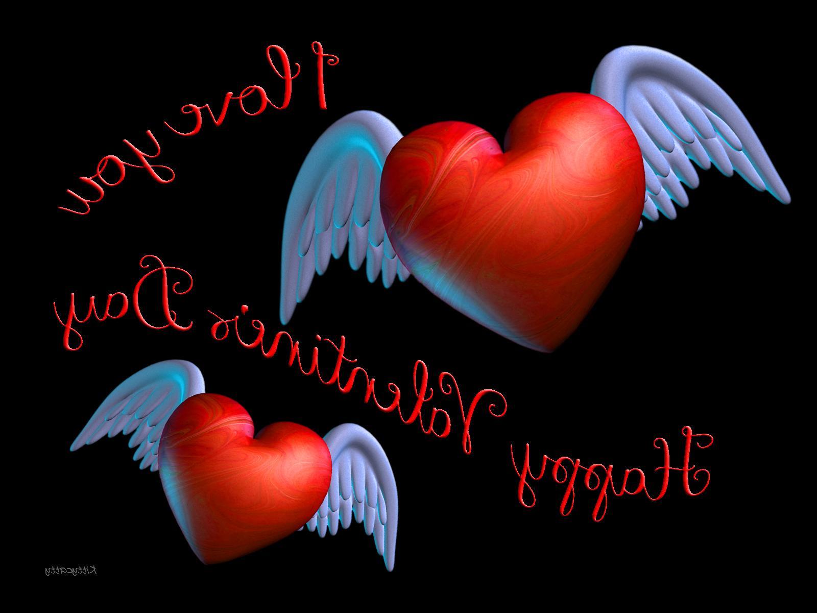 Winged Valentine Hearts Red Love You Day 3D HD Wallpaper