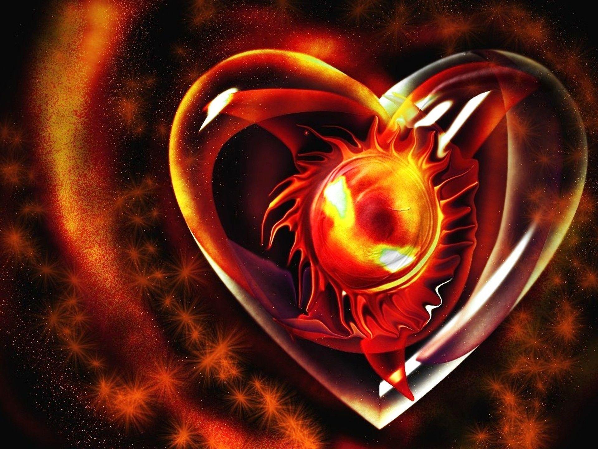 Love Image HD Wallpaper 3516. D Fire Heart