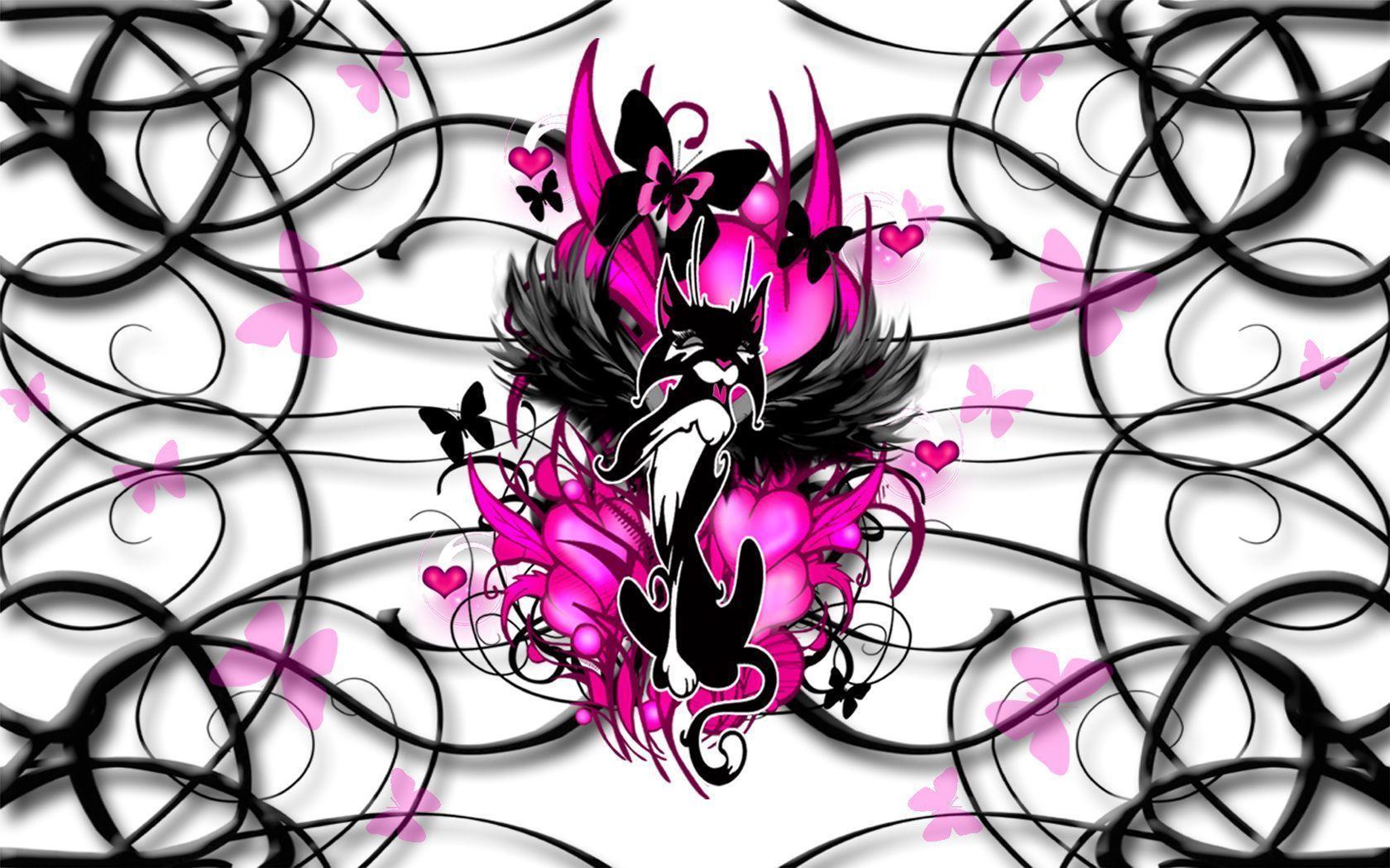Pink And Black Emo Wallpaper Wbp18