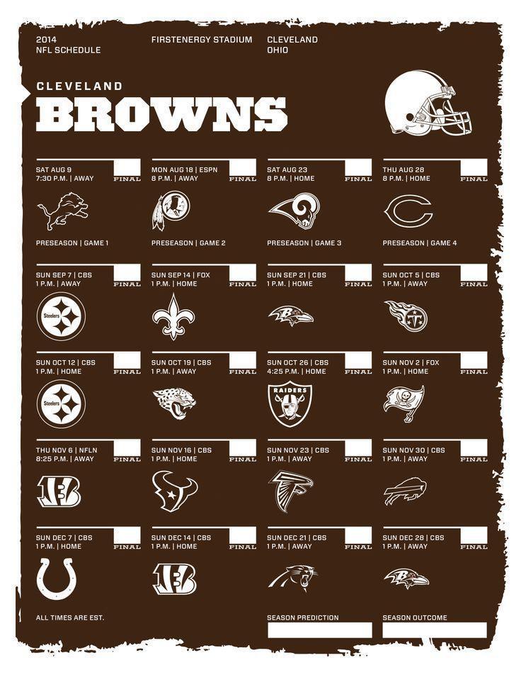 Cleveland Browns 2014 NFL Schedule NFL Schedules