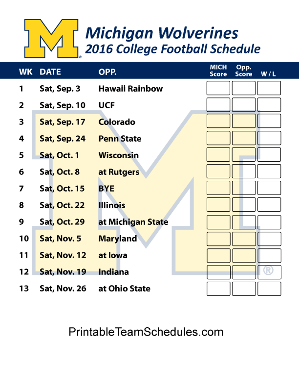 The Best Michigan Football Schedule Printable Roy Blog