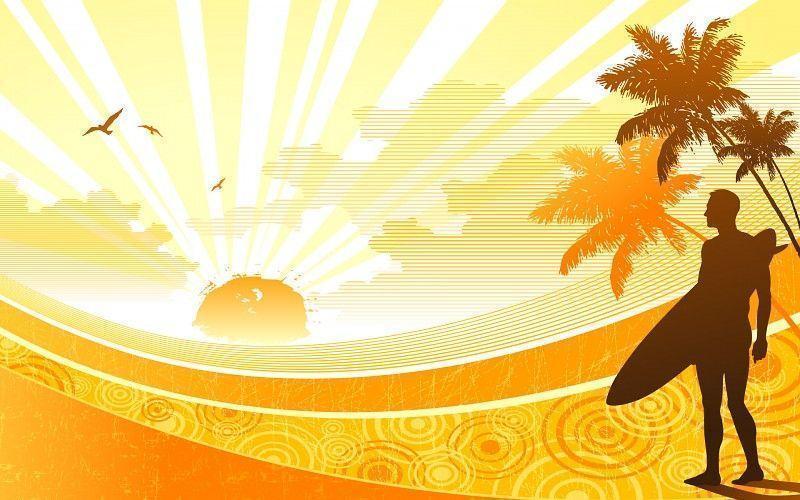 Sunrise Surf Tropical Vector Wallpaper free desktop background