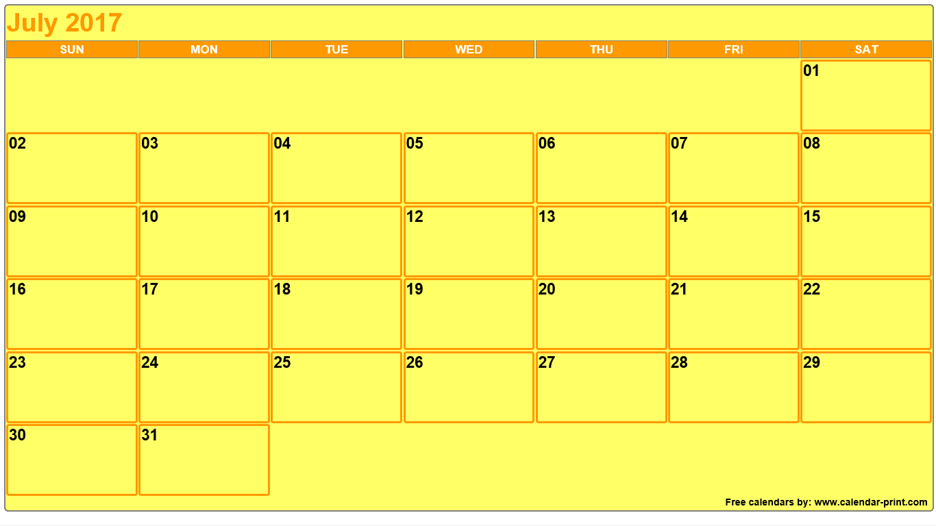 July 2017 Calendar theme color