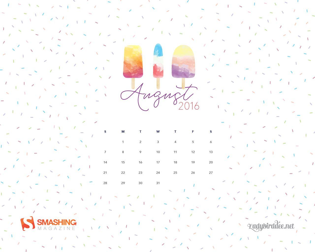 Desktop Wallpaper Calendars: August 2016