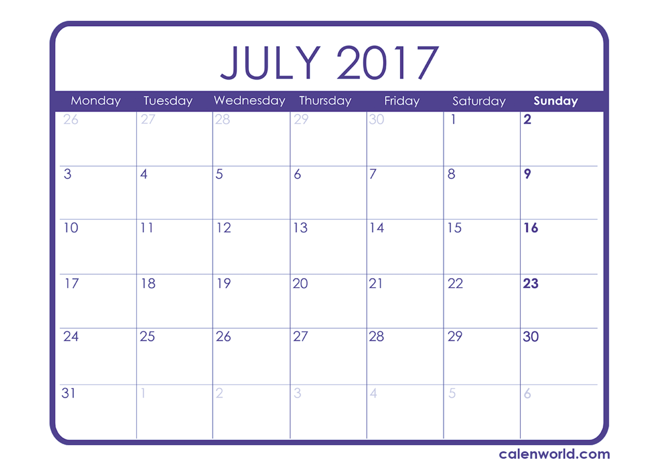 July 2017 Calendar Easter. yearly calendar printable
